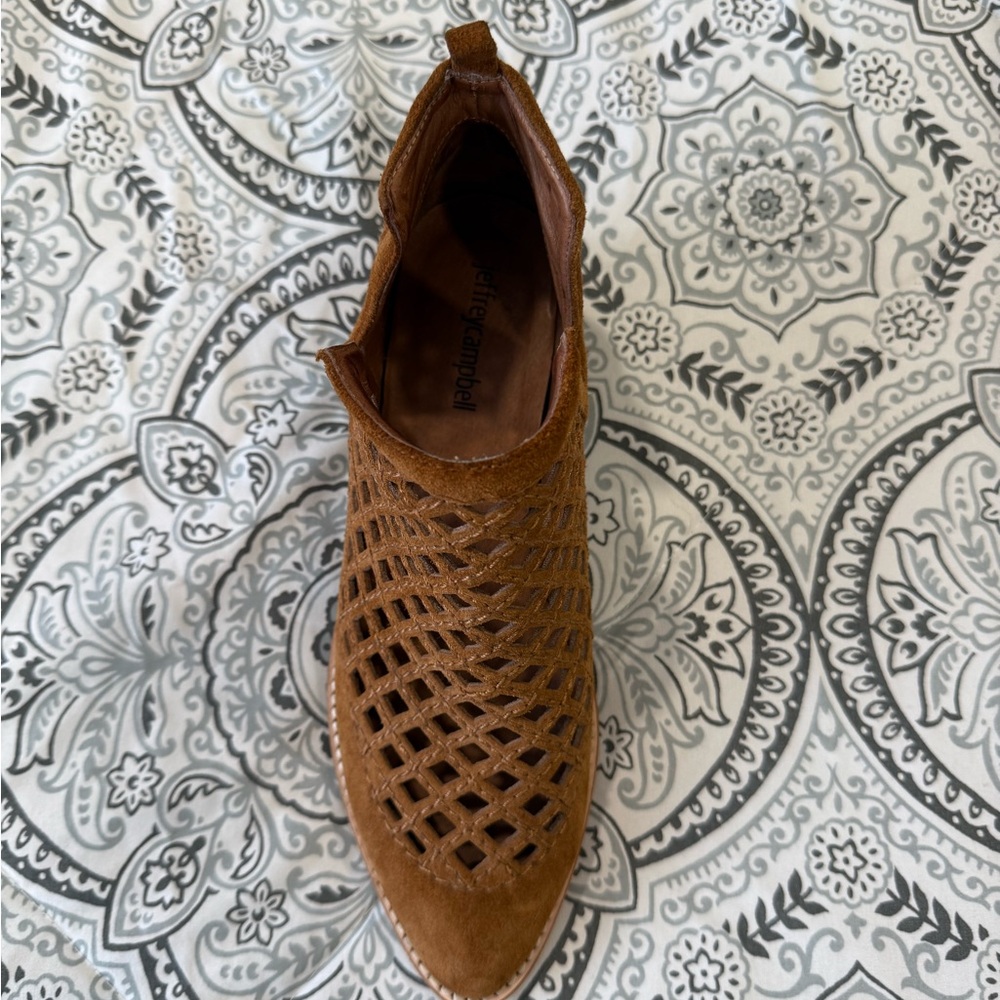Jeffrey Campbell Brown Suede Taggart Lattice Ankle Boots - Picture 4 of 14